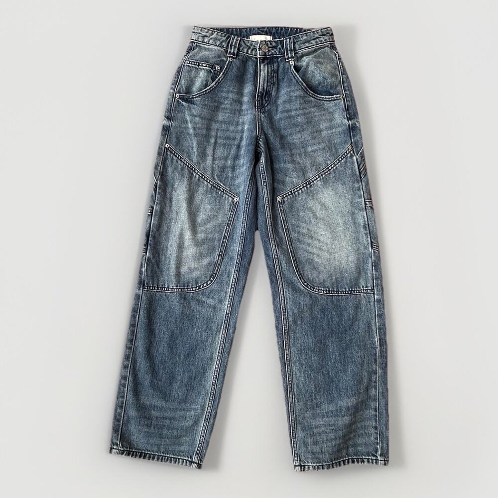 BDG Bella Baggy Carpenter Jeans Size 24 Double Knee Utility Y2K Skater Grunge - Picture 2 of 13